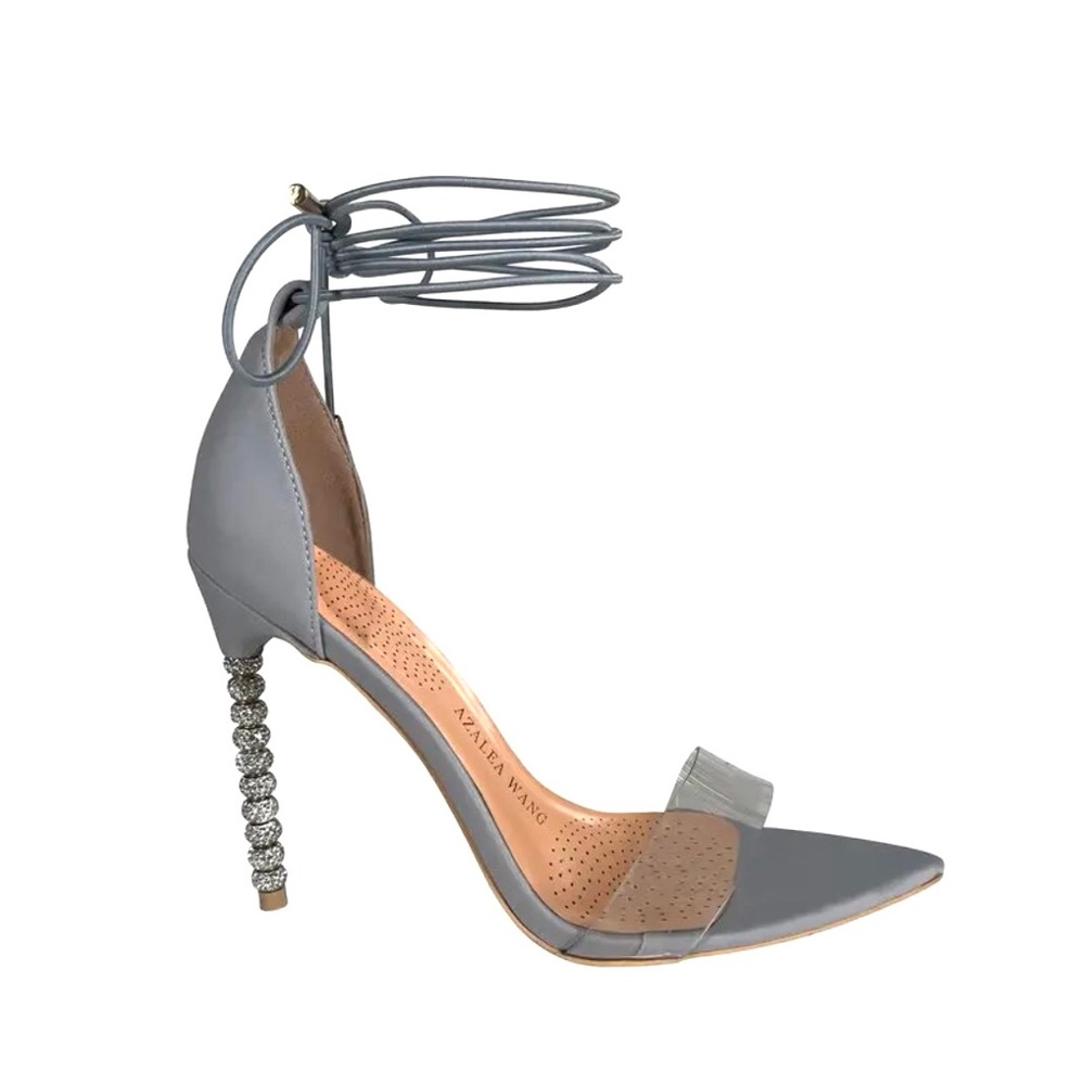 Azalea Wang Lexie Grey Sparkle Embellished Stiletto Heels Sz 9